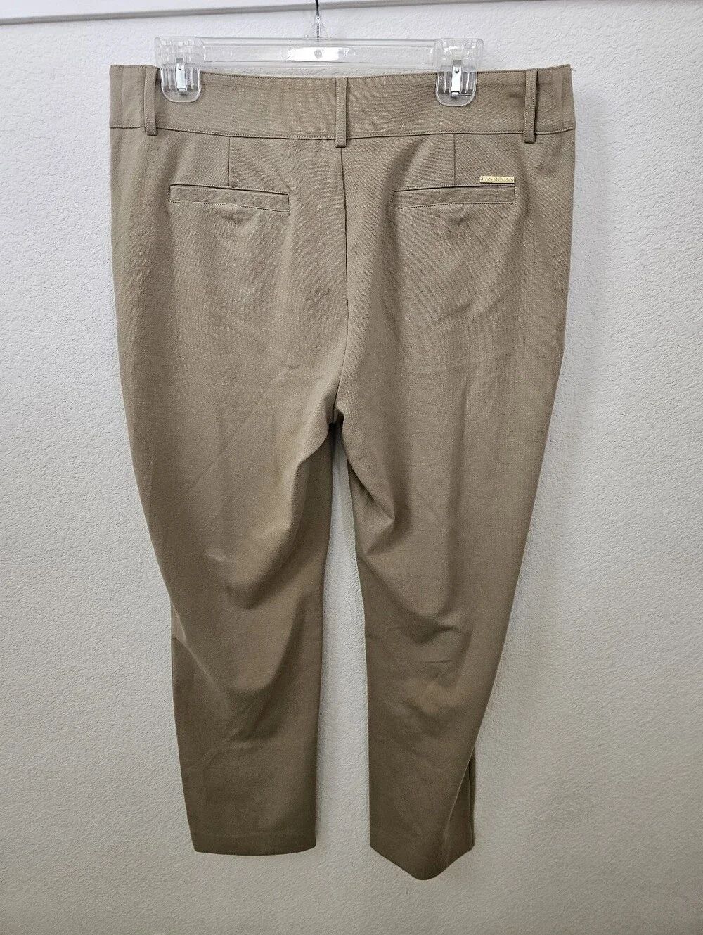 Michael Kors Camel Beige Stretch Ankle Trousers Workwear Pants Size 12 Hemmed